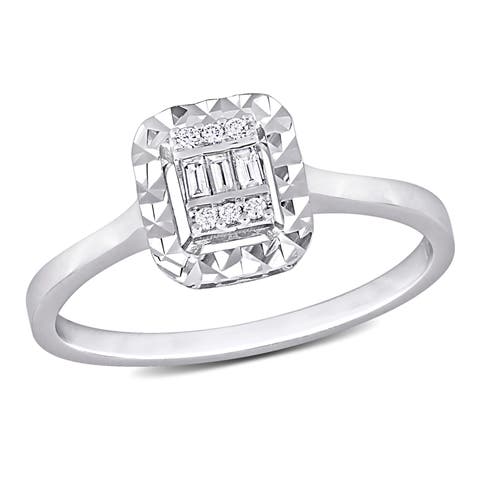 Diamond Square-Shape Cluster Ring 14k