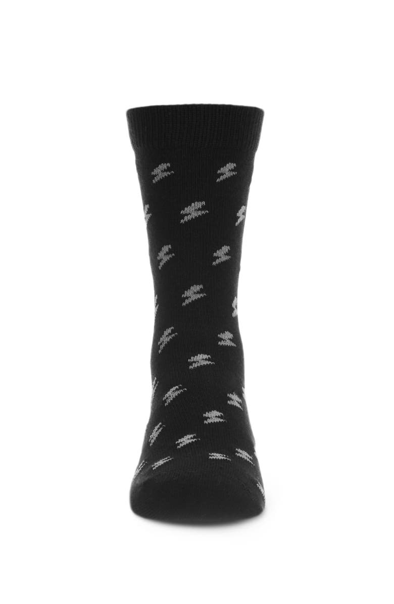 MeMoi Lightning Bolt Crew Socks, Alternate, color, Black