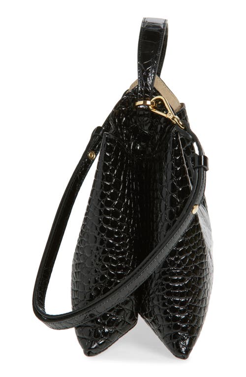 Ree Projects Medium Elieze Croc Embossed Patent Leather Top Handle Bag In Black