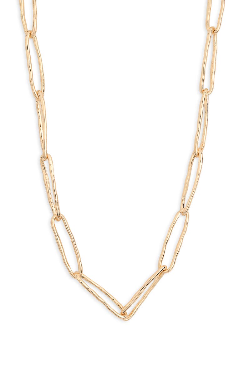 Paper Clip Chain Necklace, Main, color, GOLD