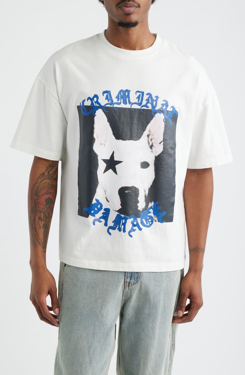 CRIMINAL DAMAGE Star Dog Cotton Graphic T-Shirt, Main, color, Off-White