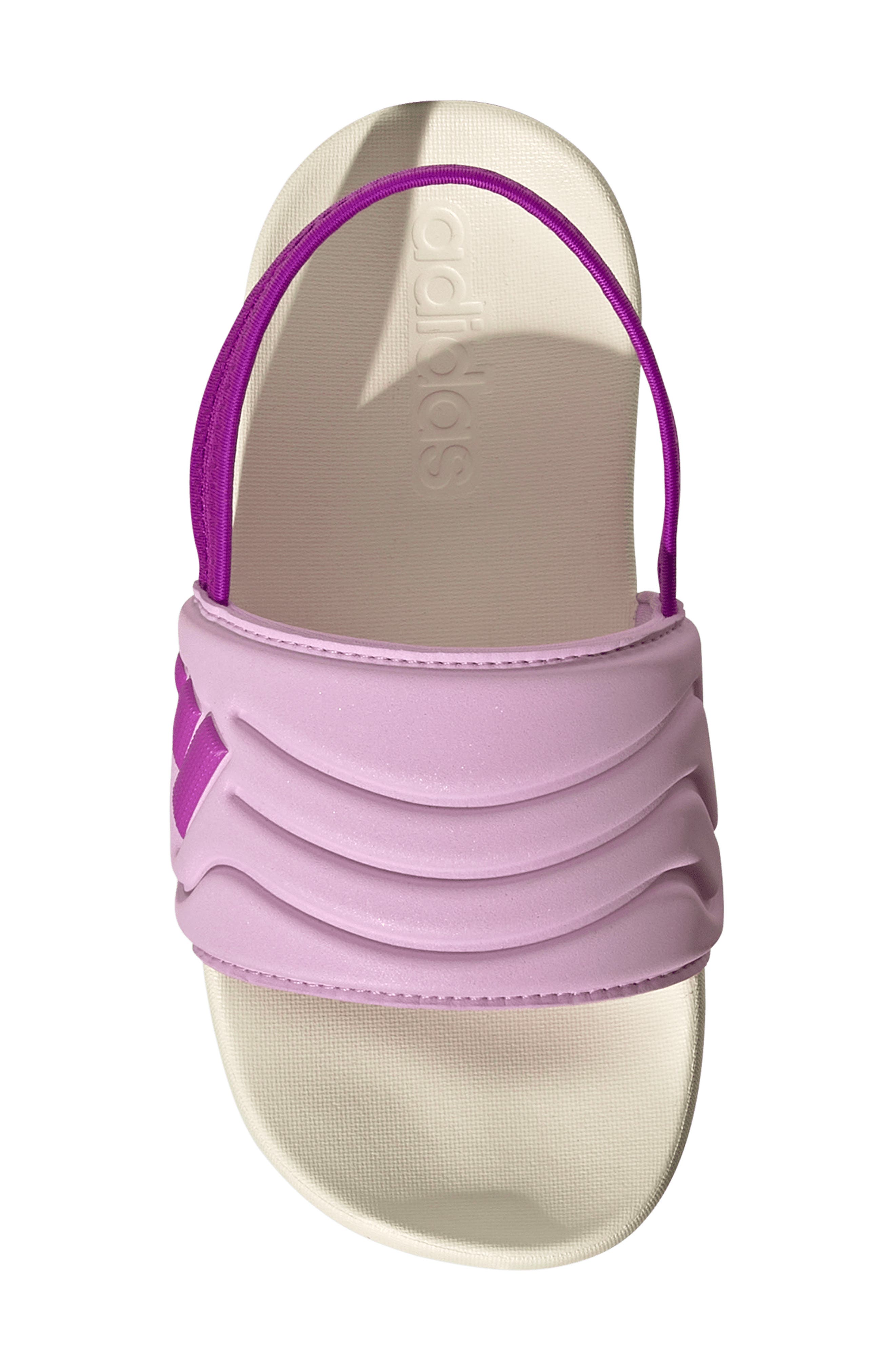 adidas Kids' Adilette Estrap 2.0 Slide Sandal, Alternate, color, Off White/ Purple/ Lilac