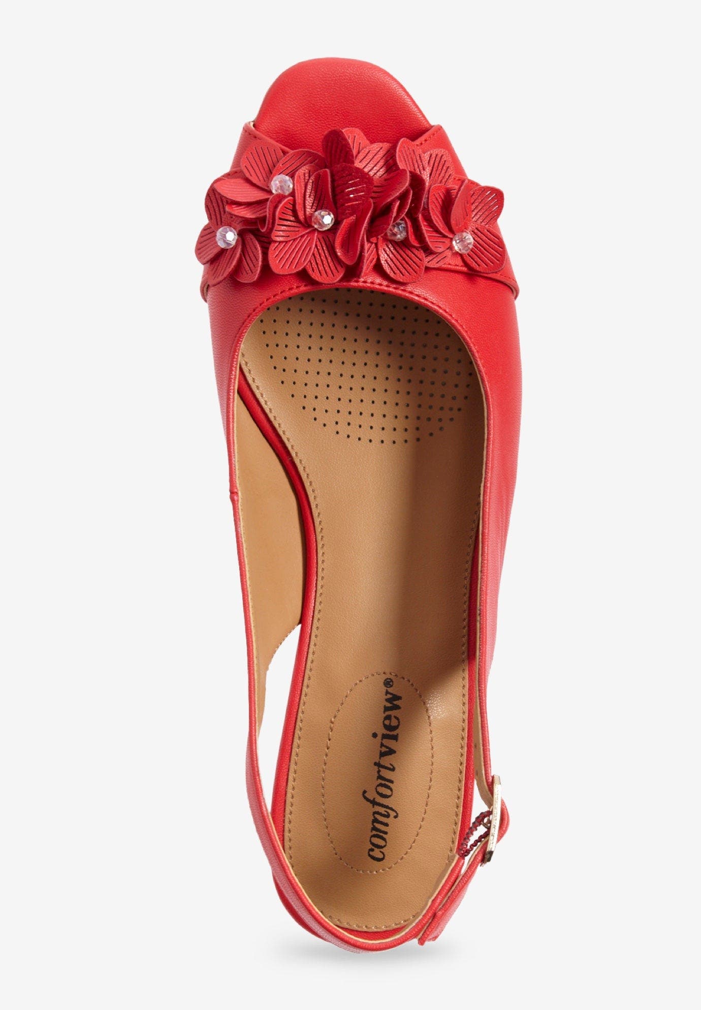 The Rider Leather Like Slingback, Alternate, color, HOT RED