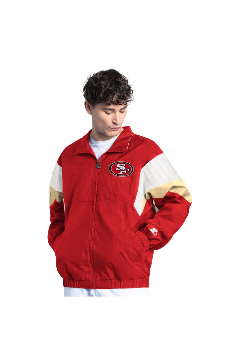 STARTER Men's Starter Scarlet San Francisco 49ers Yard Line Full-Zip Jacket, Alternate, color, 