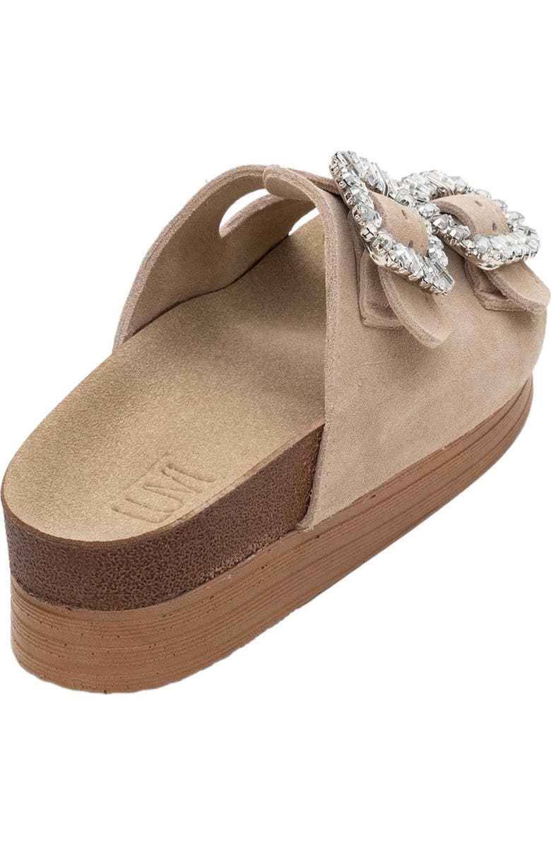 Forever & Always Shoes Polacca Leather Slide Sandal, Alternate, color, Beige Suede Leather