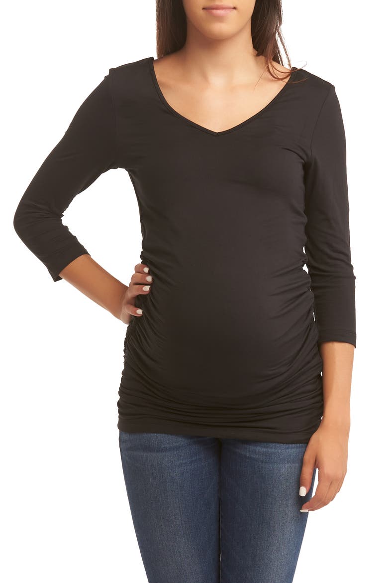 Ruched Maternity Top, Main, color, BLACK