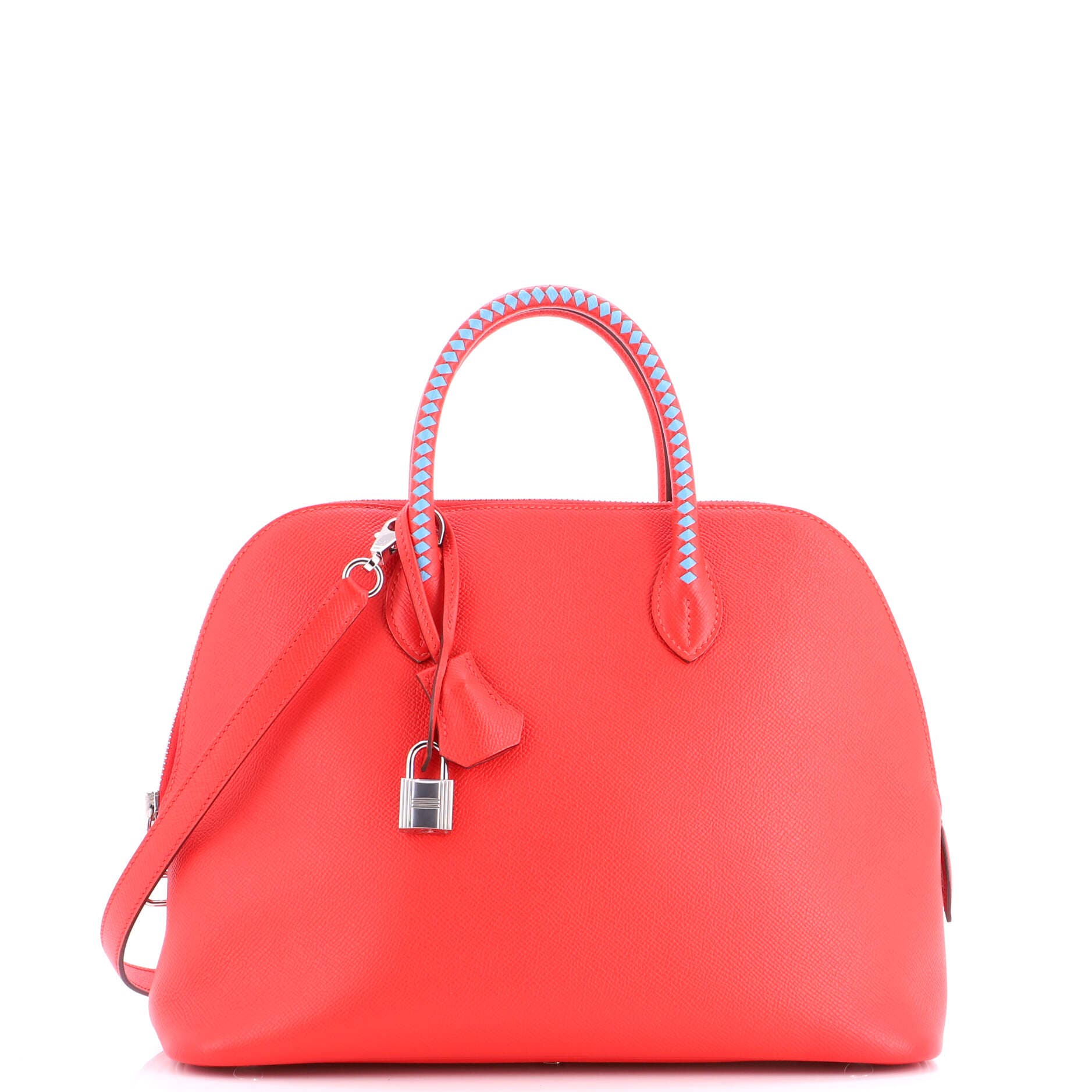 Pre-Owned Hermes Bolide 1923 Bag Tressage Epsom 30, Main, color, Rouge De Coeur