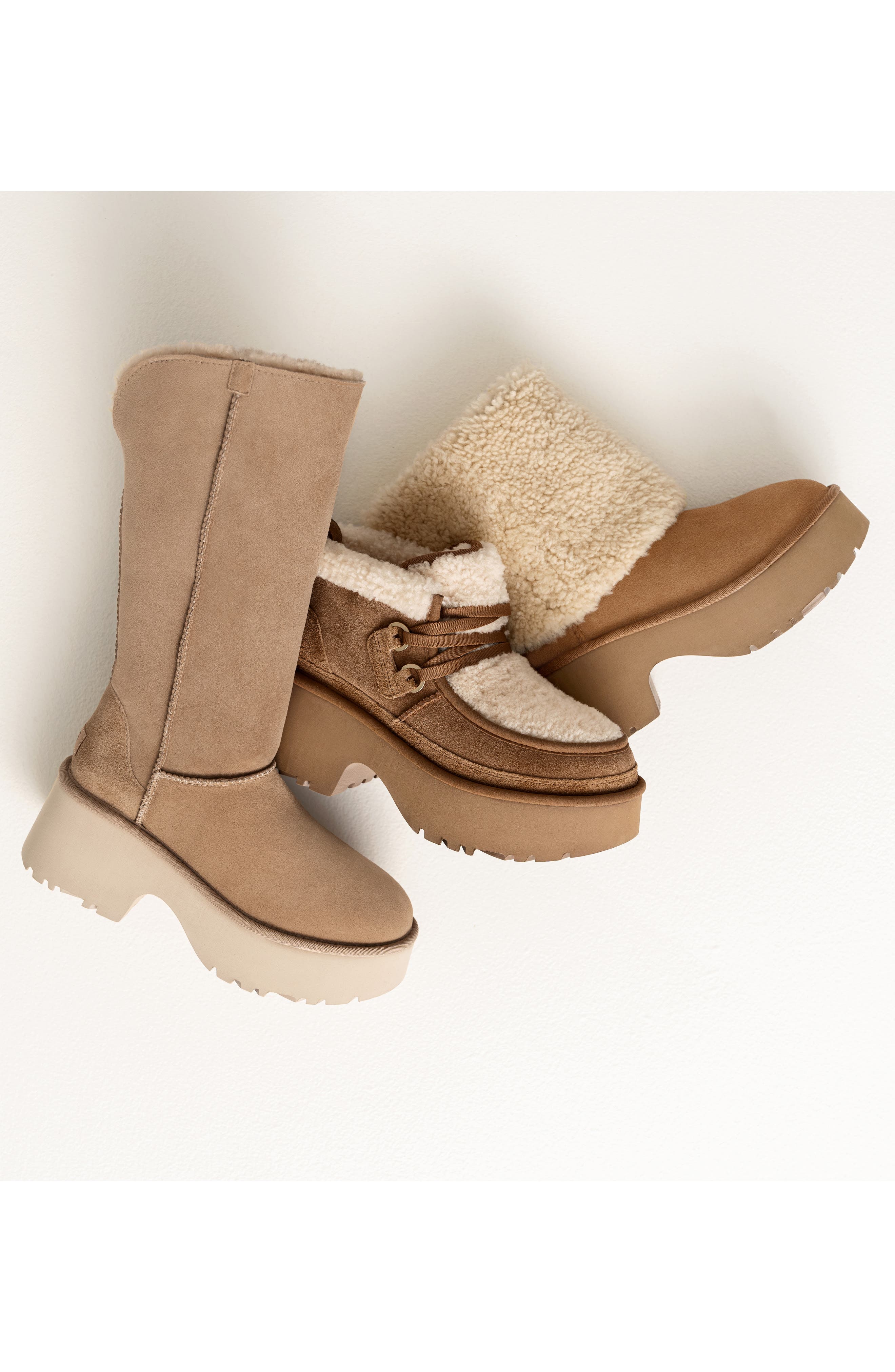Classic New Heights Genuine Shearling Lace-Up Bootie (Women