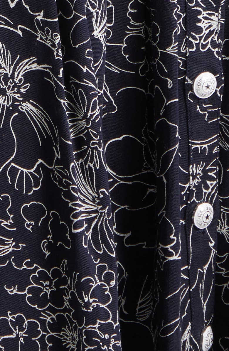 Cinq à Sept Branwen Garden Doodle Belted Denim A-Line Midi Dress, Alternate, color, Navy/ White