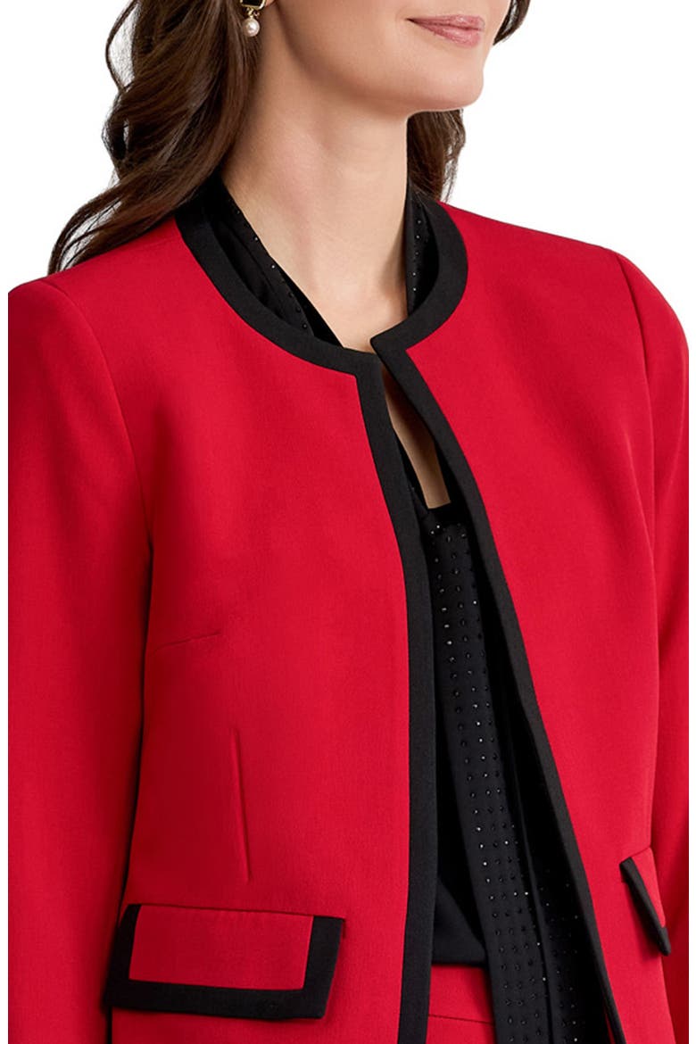 Colorblock Open Front Jacket, Alternate, color, FIRE RED/ BLACK