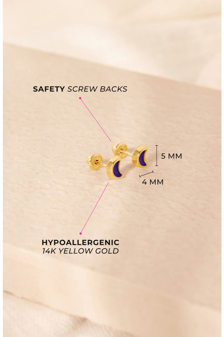 14k Lapis Shaped Earrings, Alternate, color, Purple Moon
