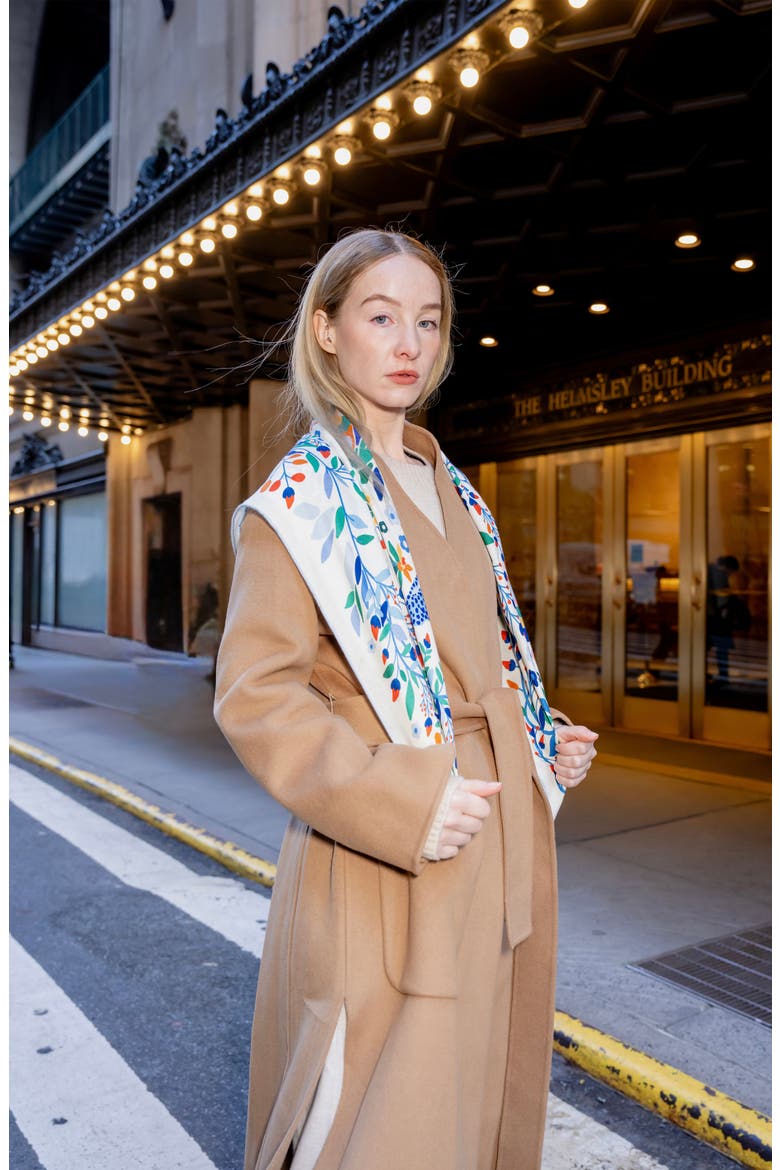 Double Sided Wool Silk Scarf Of Day Jungle Reverie, Alternate, color, Blue