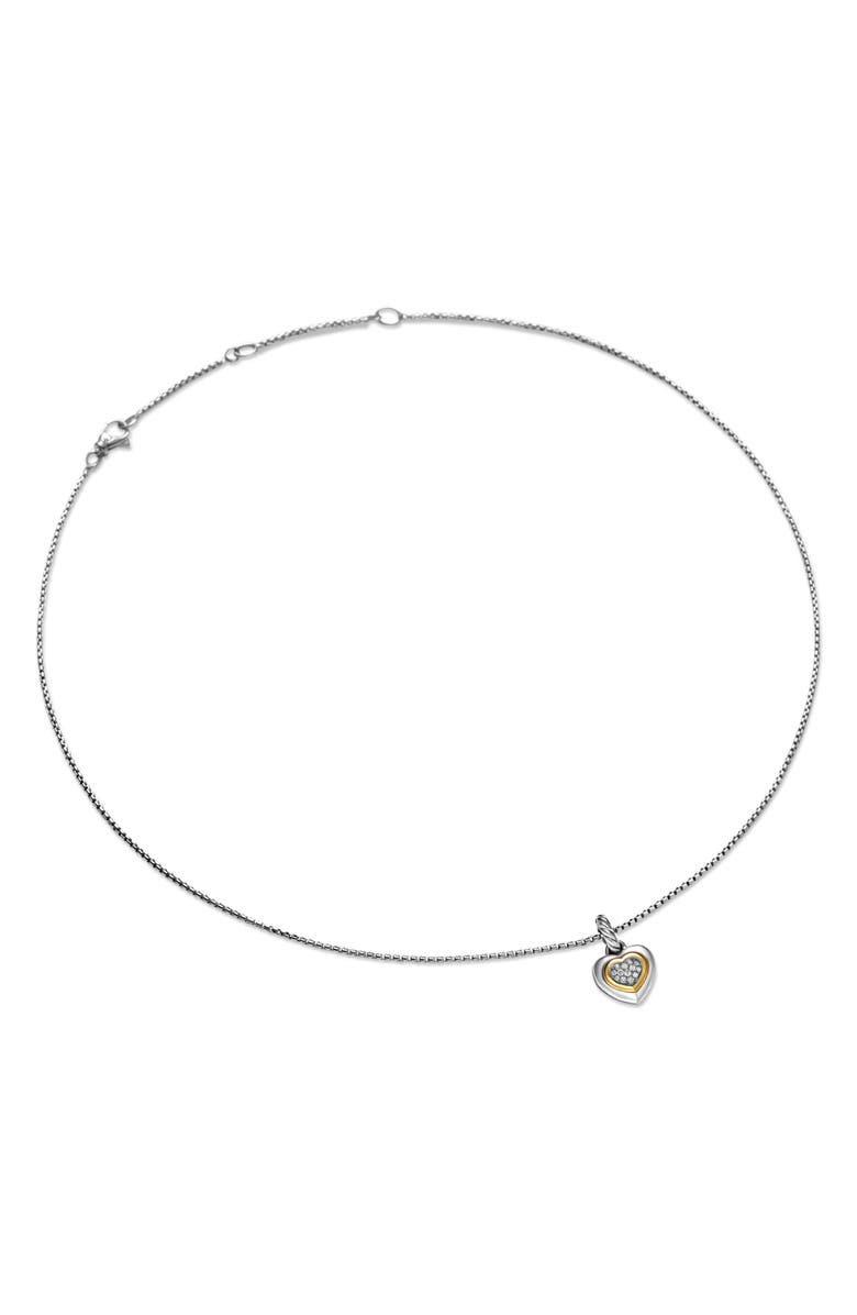 David Yurman Petite Cable Heart Pendant Necklace, Alternate, color, Sterling Silver/ Gold
