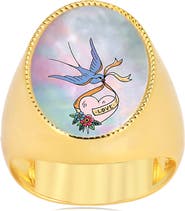 GABI RIELLE Lovebird Mother-of-Pearl Ring