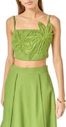 English Factory Embroidered Palm Crop Top