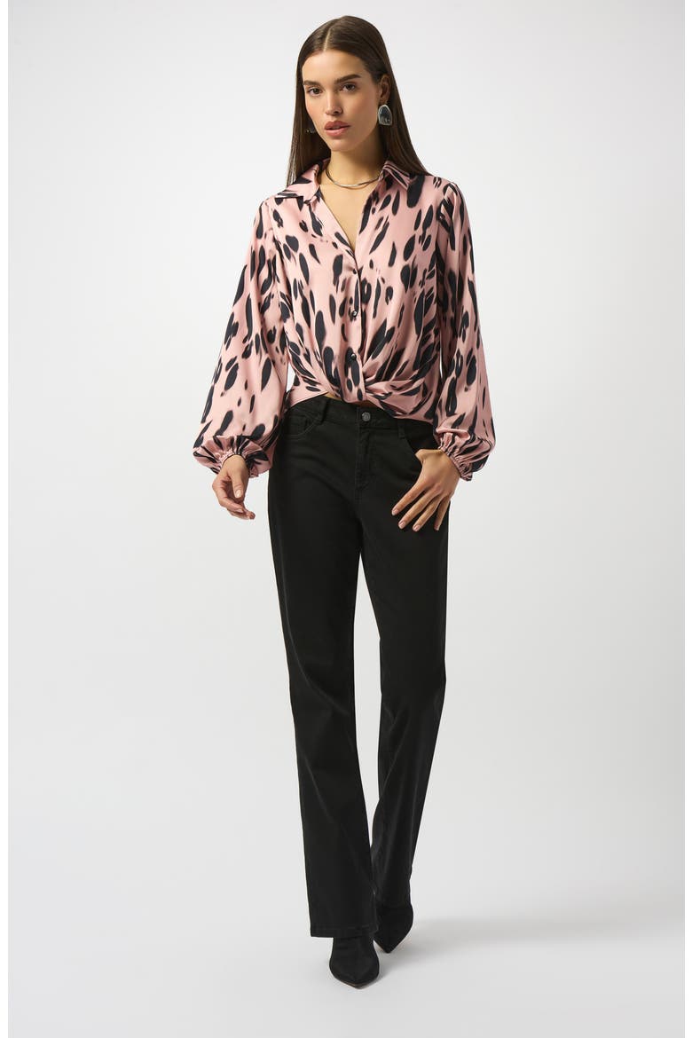 Animal Print Hammered Satin Blouse, Alternate, color, PINK/ BLACK