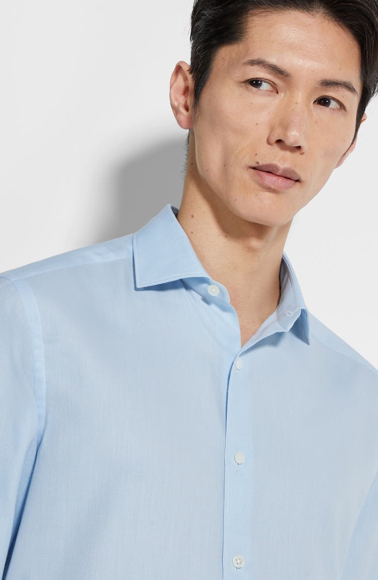 ZEGNA Cashco Cotton & Cashmere Button-Up Shirt, Alternate, color, Ghiaccio