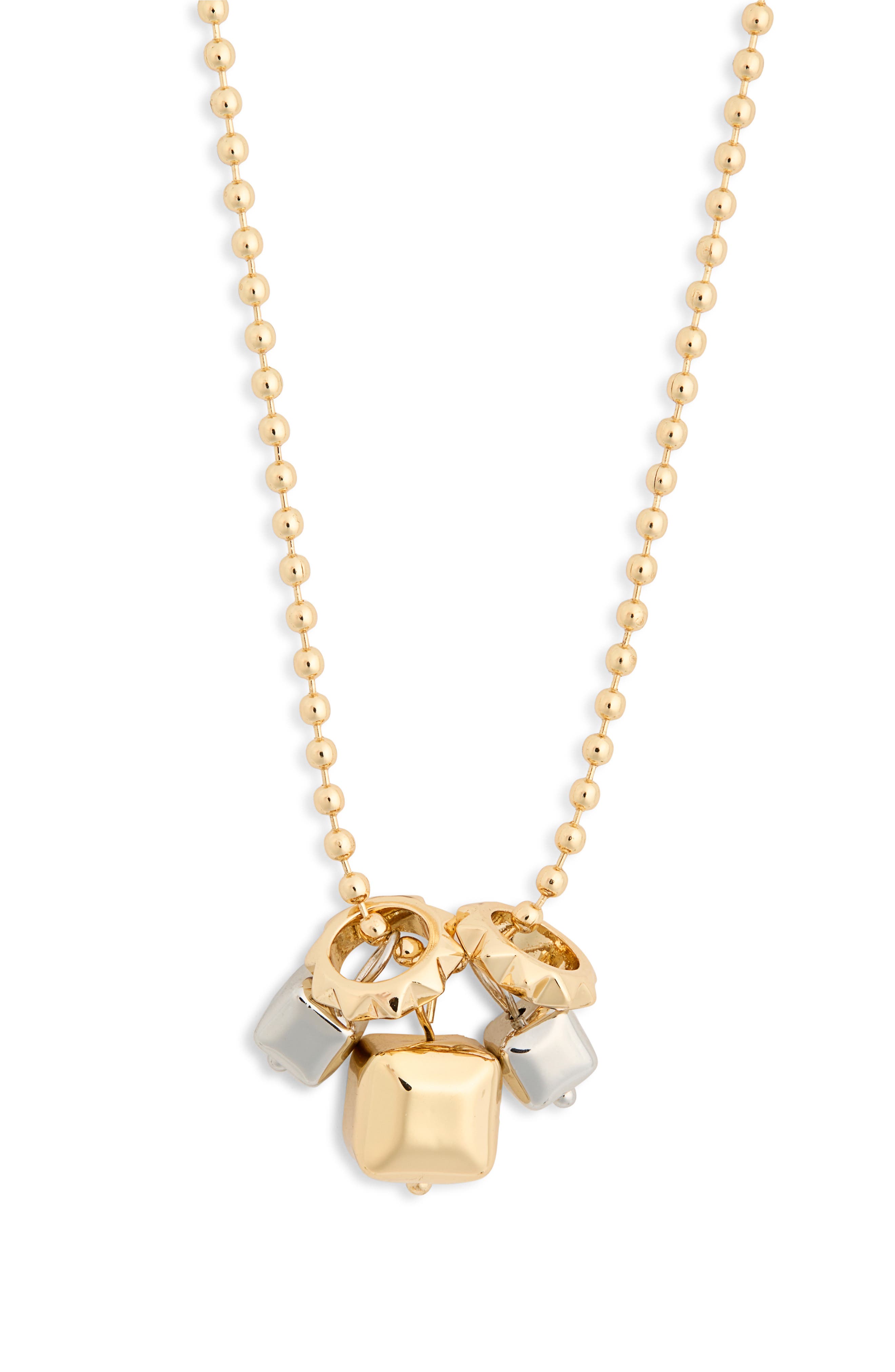 AllSaints Pyramid & Mixed Metal Charm Necklace