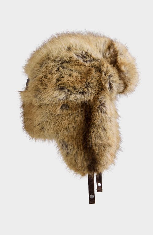 Rudsak Lira Faux Fur Aviator Hat & Mitten Set In Brown