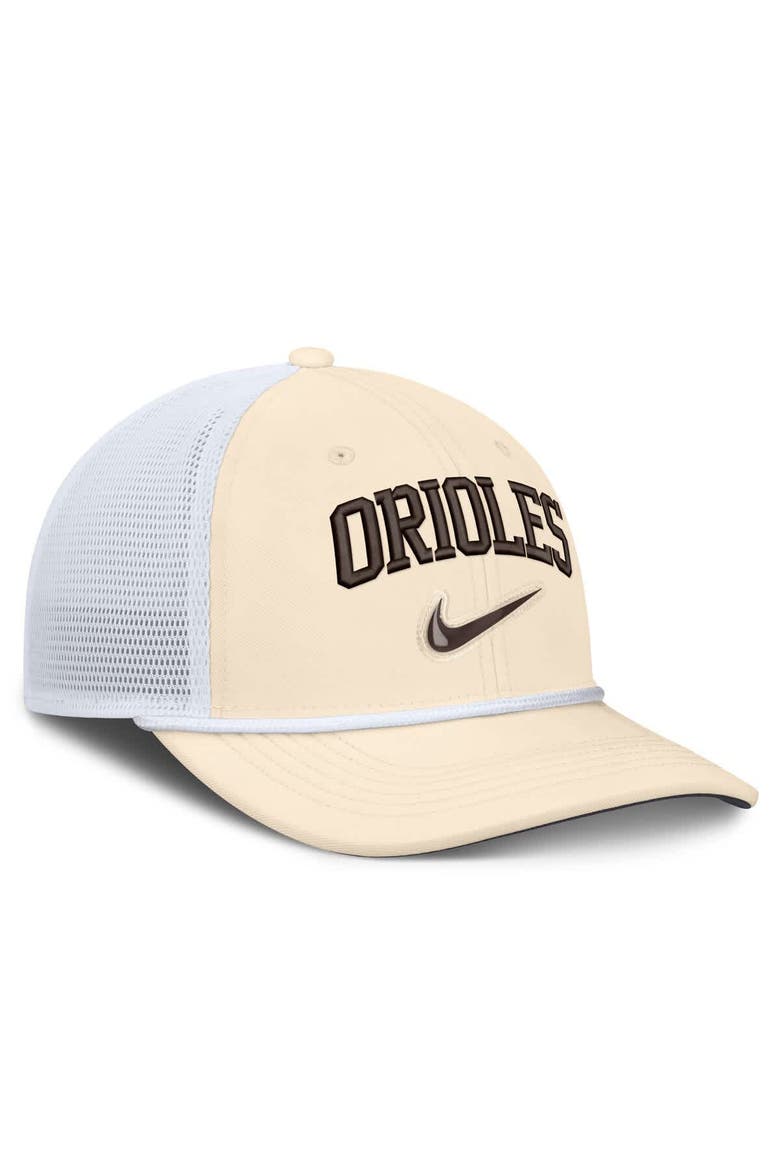 Men's Nike Natural/White Baltimore Orioles Rise Dri-FIT Trucker Adjustable Hat​, Alternate, color, Natural