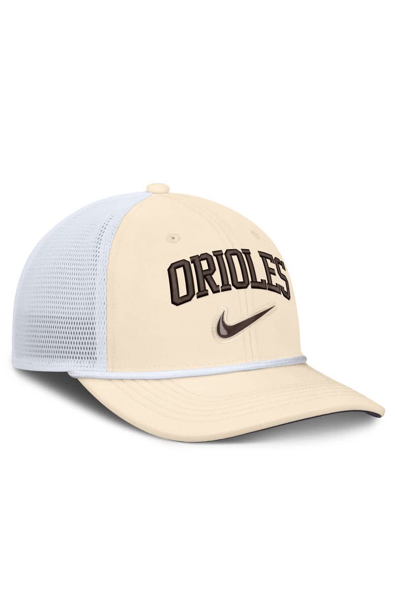 Nike Men's Nike Natural/White Baltimore Orioles Rise Dri-FIT Trucker Adjustable Hat, Alternate, color, Natural