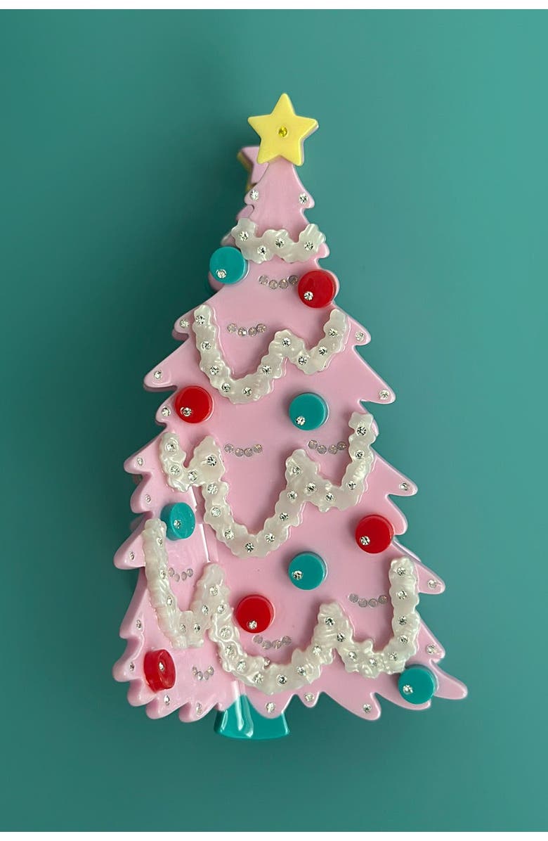 Centinelle Pink Christmas Tree Hair Claw, Alternate, color, Pink