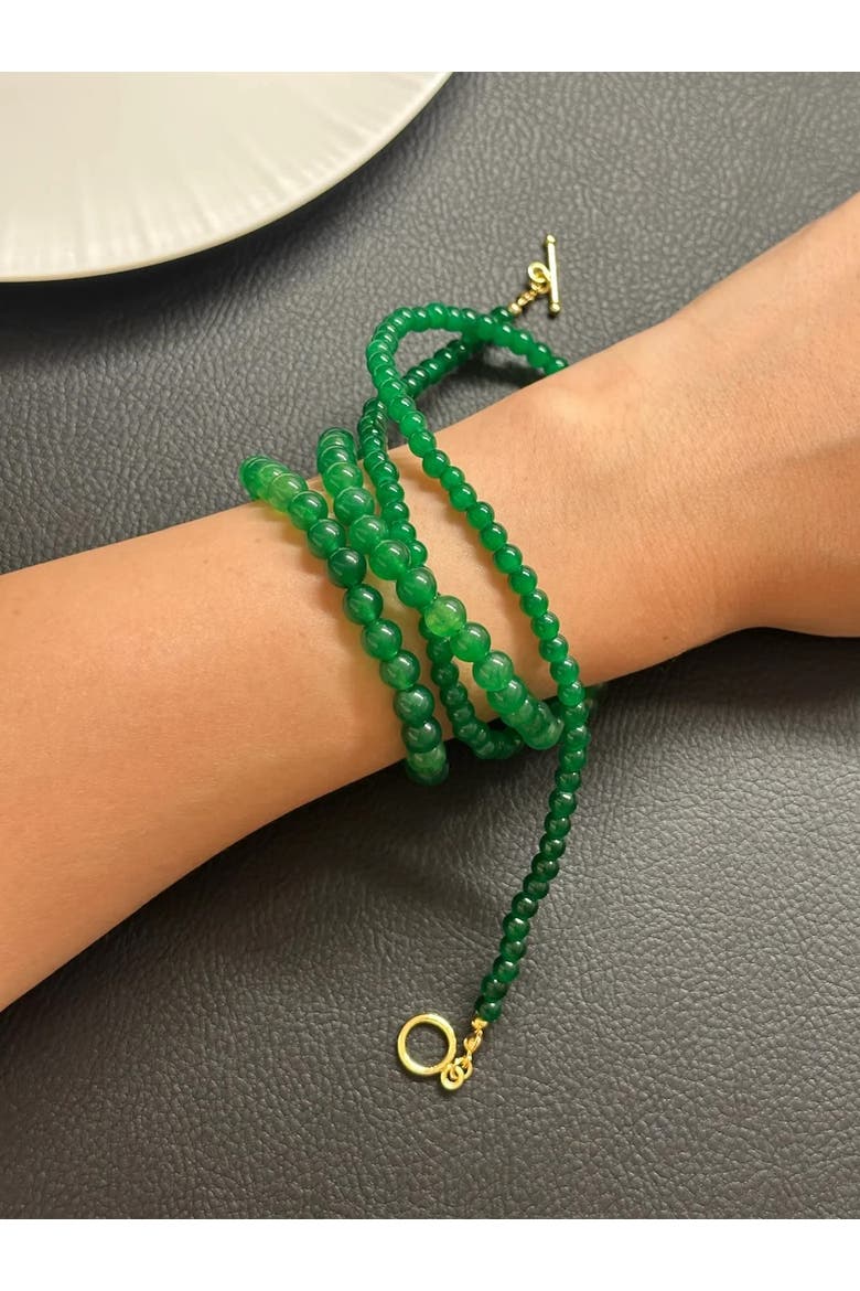 Lime Green jade beaded necklace, Alternate, color, Green