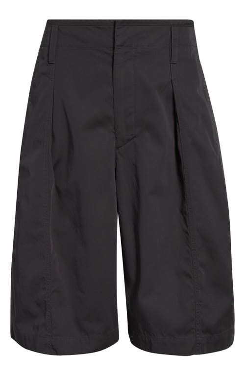 Lemaire Men Cotton Shorts With Maxi Pleats In Gray