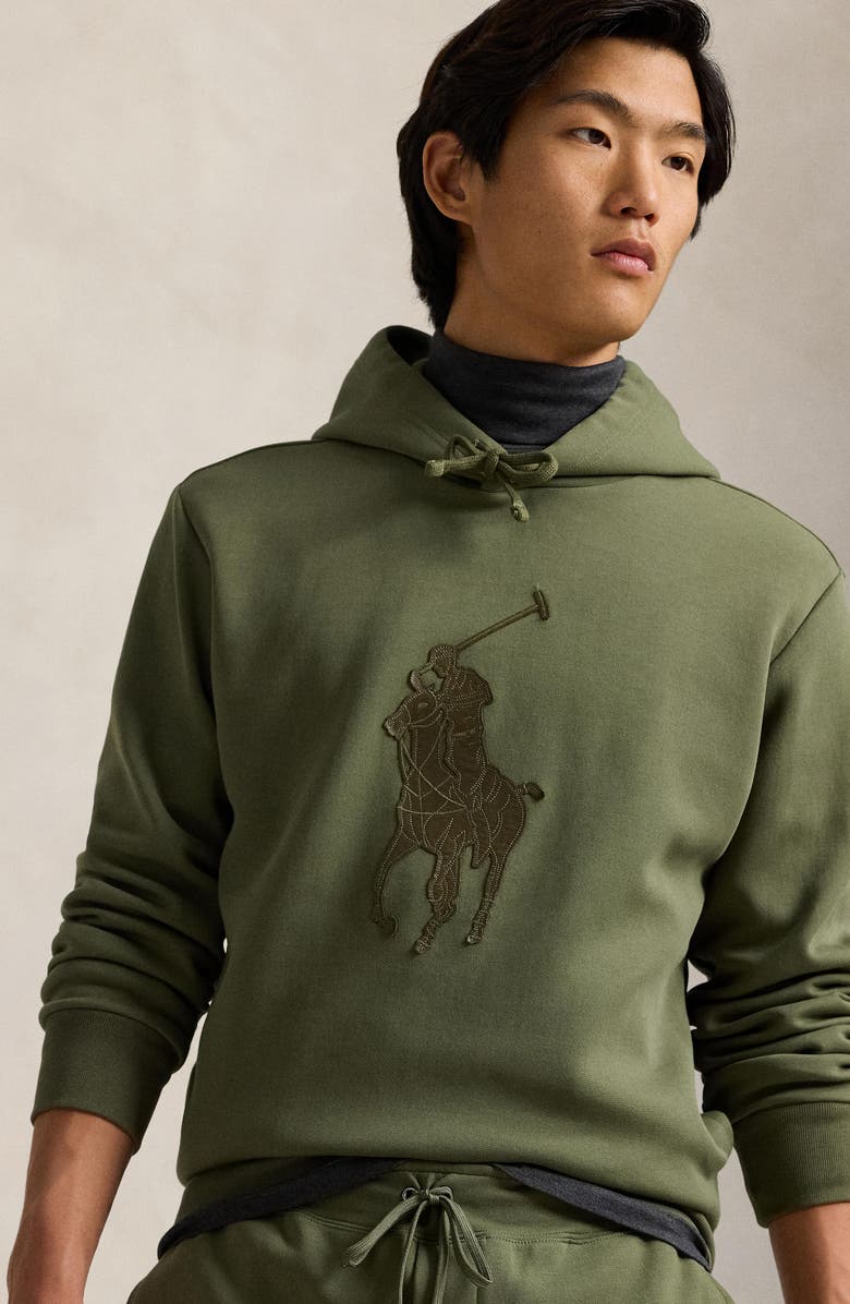 Polo Ralph Lauren Double Knit Cotton Blend Pullover Hoodie, Alternate, color, Thermal Green