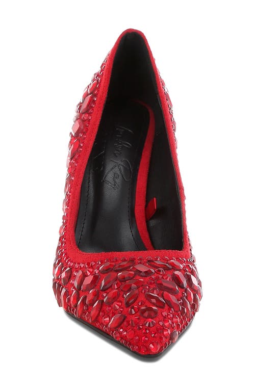 London Rag Iceout Crystal Embellished Pump In Red