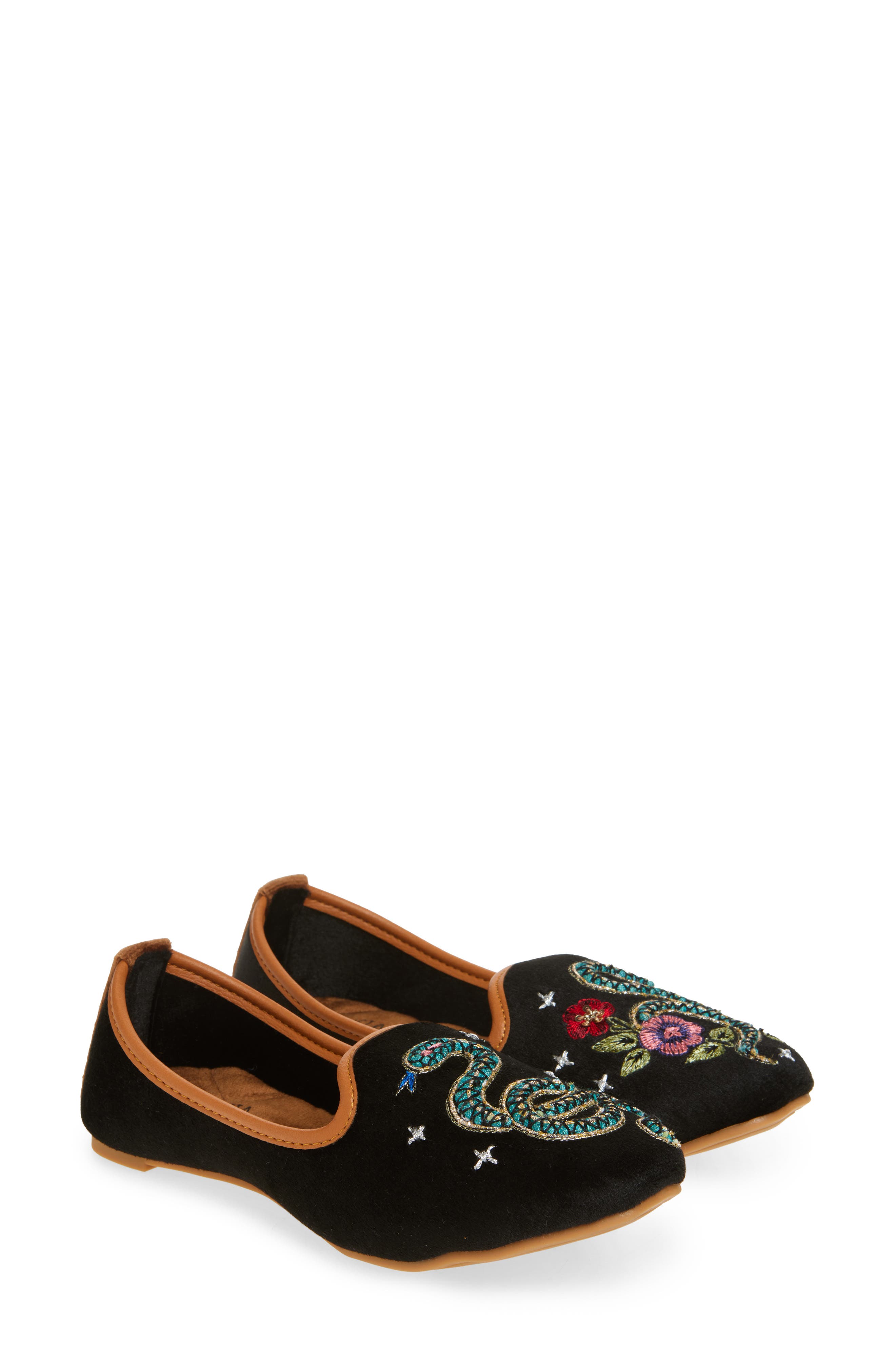FUCHSIA Viper Mismatched Embroidered Loafer, Main, color, Black
