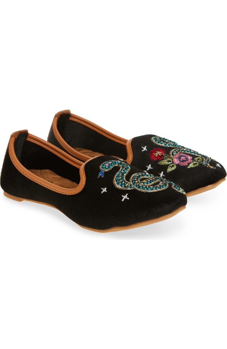 FUCHSIA Viper Mismatched Embroidered Loafer, Main, color, Black