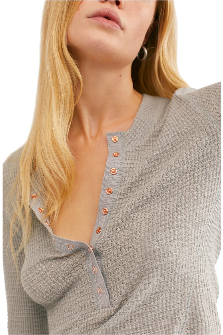 One of The Girls Henley Top, Alternate, color, HEATHER GREY
