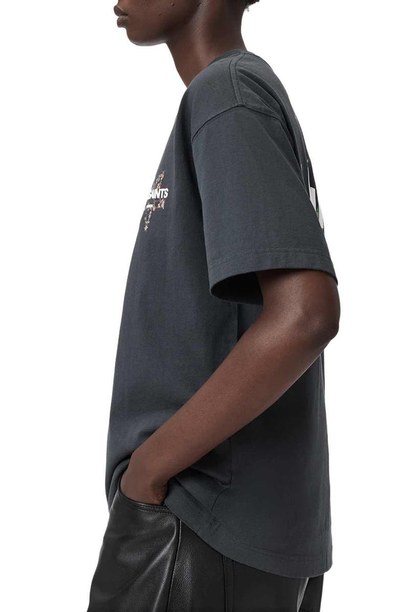 AllSaints Pentacle Etta Logo Graphic T-Shirt, Alternate, color, Washed Black