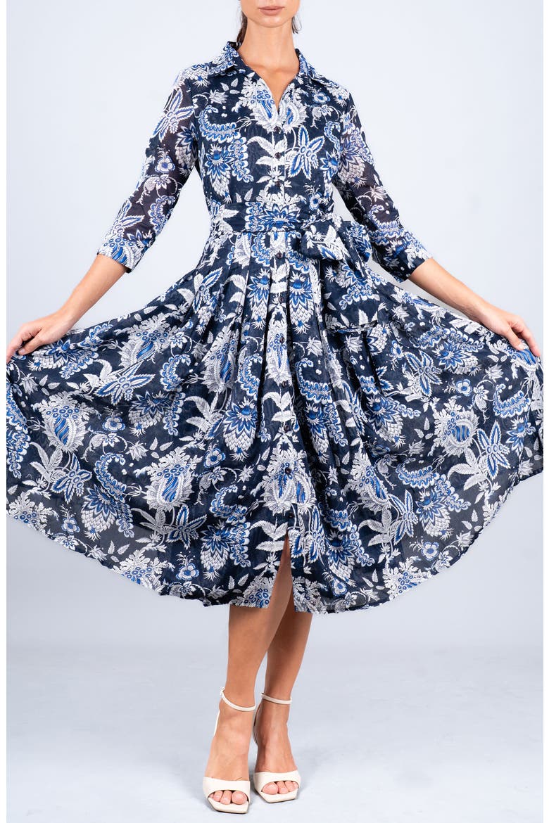 Botanic Antique Midi Shirtdress, Alternate, color, Indigo