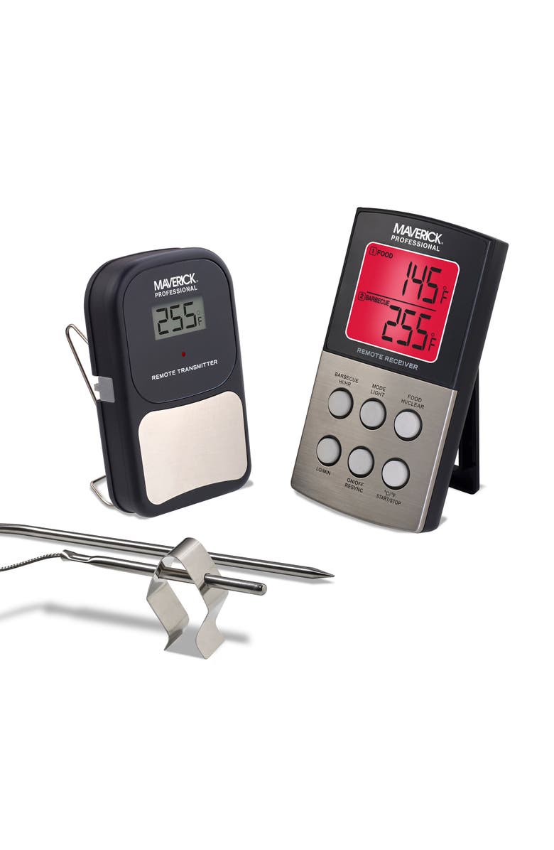 Maverick Long Range Wireless Remote Barbeque Thermometer, Dual Probe, Main, color, Black/Silver