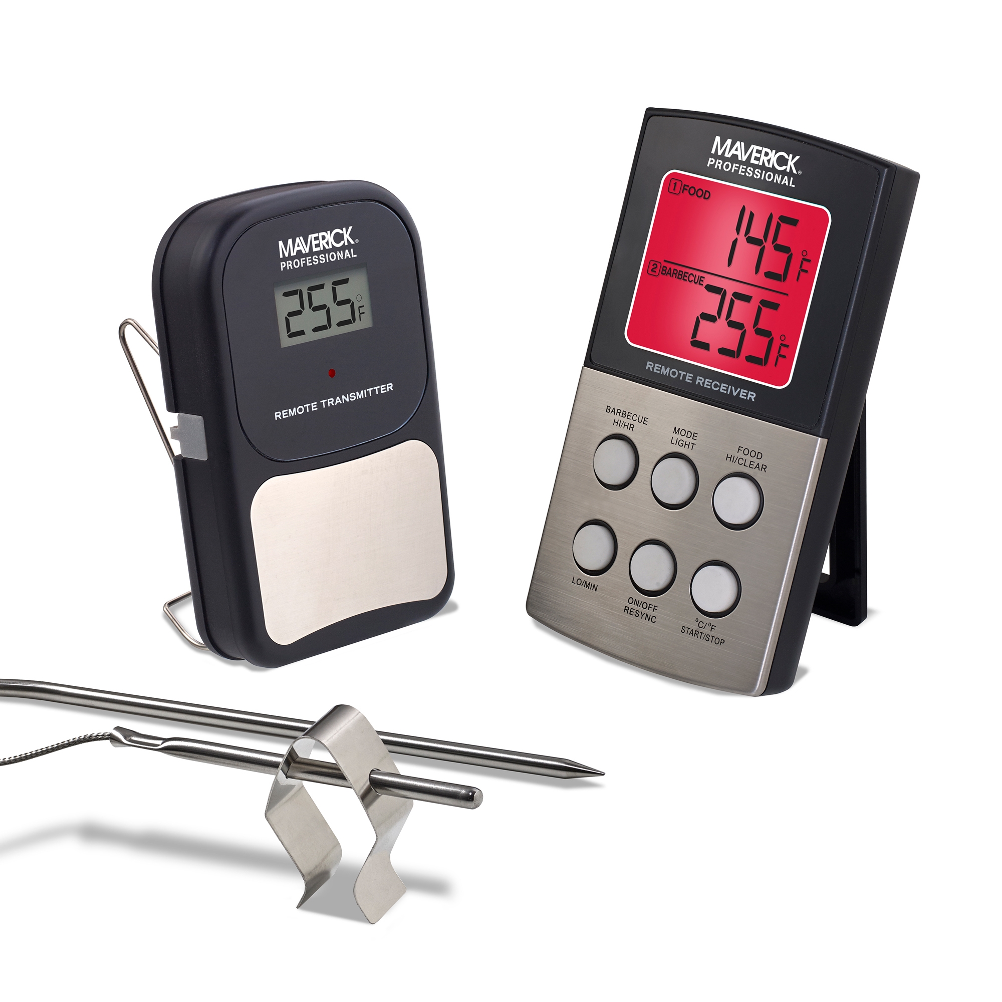 Maverick Long Range Wireless Remote Barbeque Thermometer, Dual Probe - Black/Silver