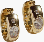 Nickel & Suede Wide CZ Bezel Hoop Earrings