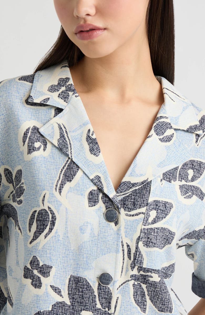 NVLT Notch Collar Button Front Shirt, Alternate, color, Blue Etched Floral