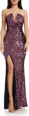 Dress the Population Fernanda Sequin Strapless Gown