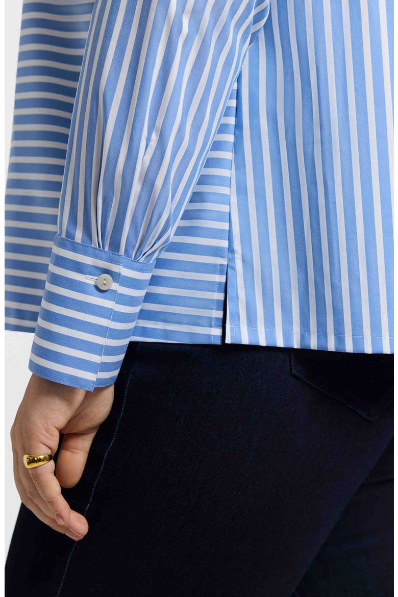 Bella Stripe Popover Top, Alternate, color, PERIWINKLE BLUE/ WHITE