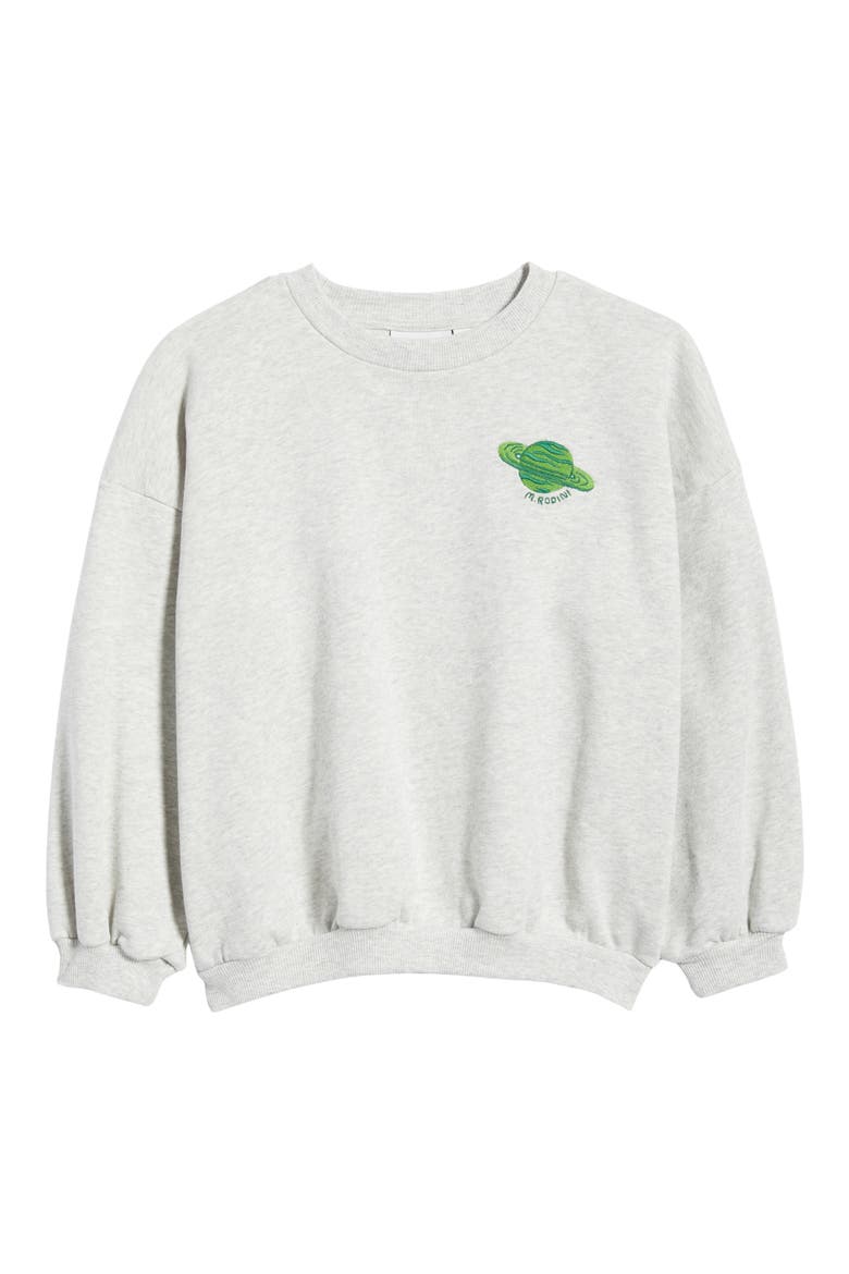 Kids' Planet Emblem Organic Cotton Crewneck Sweatshirt, Main, color, GREY MELANGE