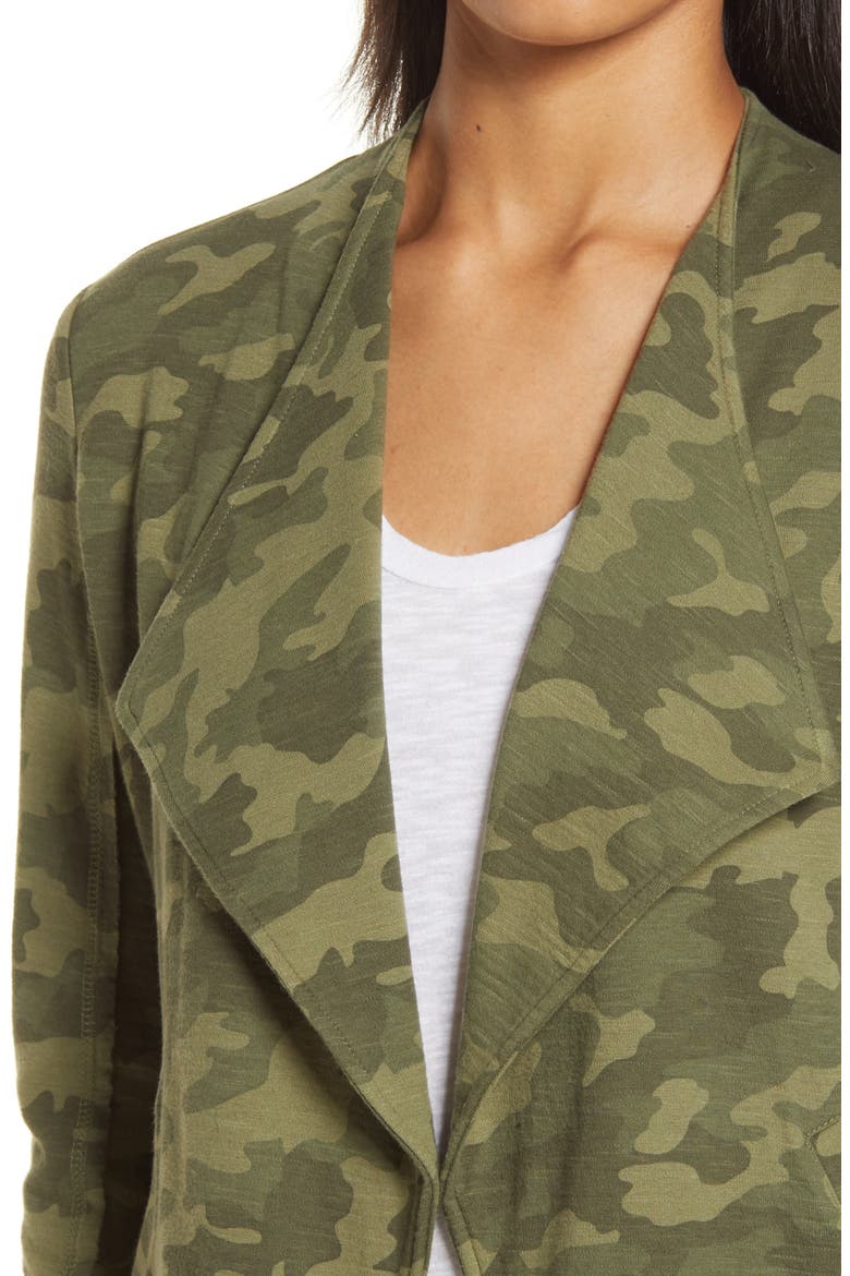 Drape Collar Knit Blazer, Alternate, color, OLIVE CAMO PRINT
