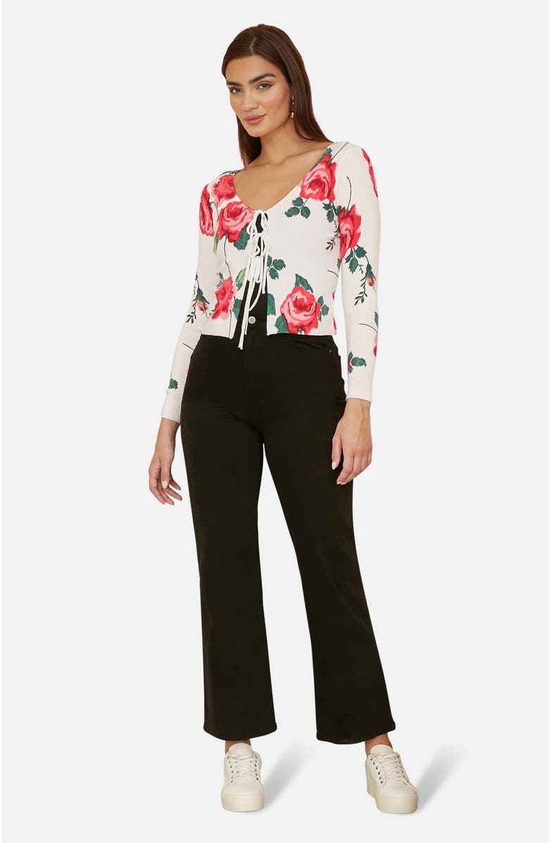 Yumi Long Sleeve V-Neck Tie Front Cardigan, Alternate, color, White