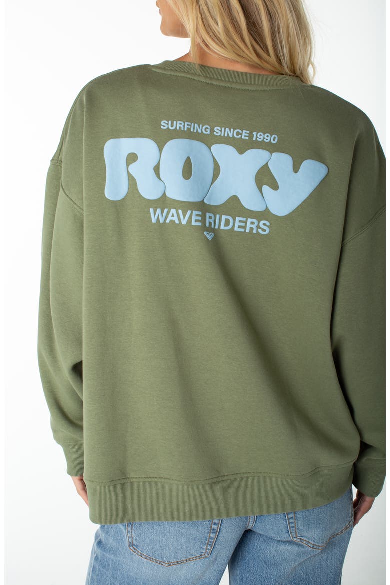 Morning Stroll Oversize Logo Graphic Sweatshirt, Alternate, color, OIL GREEN