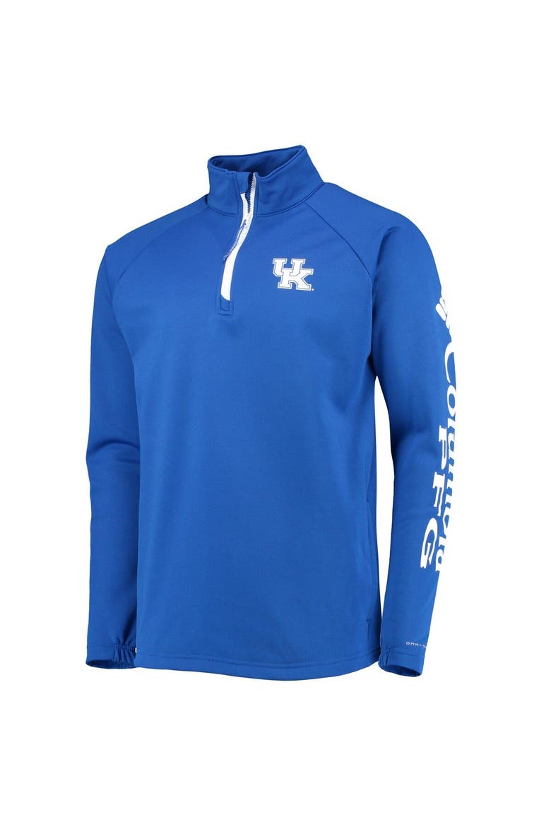 Men's Columbia Royal Kentucky Wildcats Terminal Tackle Fleece Raglan Omni-Shade Quarter-Zip Jacket, Alternate, color, Royal