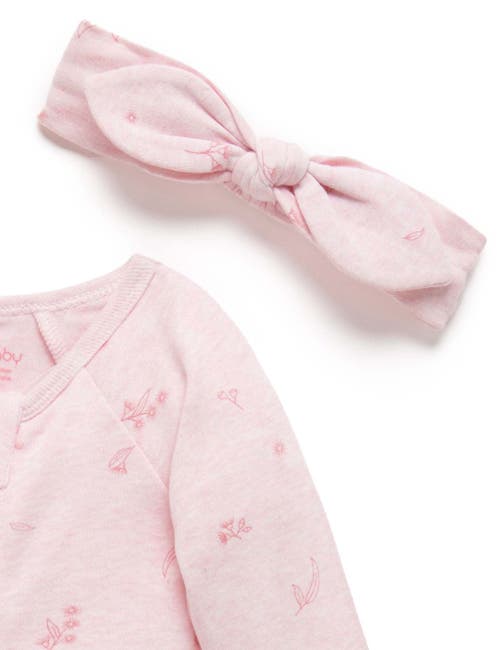 Purebaby Zip Growsuit & Headband Set In Pink