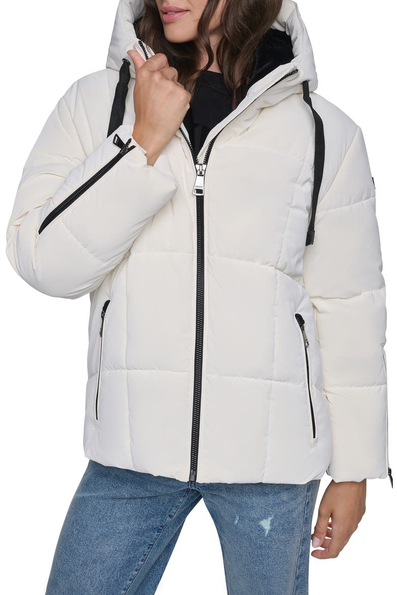 Faux Leather Short Puffer Jacket, Main, color, PEARL