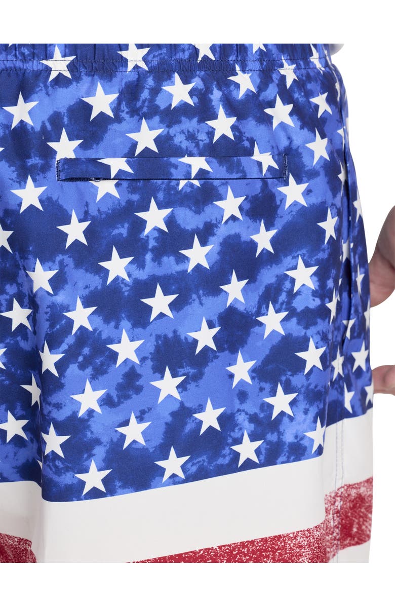 Harbor Bay by DXL Big & Tall Patriotic Swim Trunks, Alternate, color, Blue