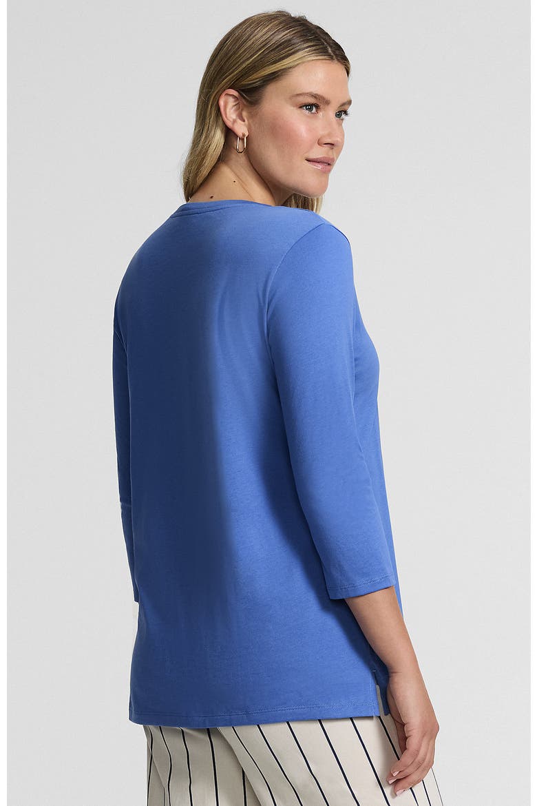 3/4 Sleeve Cotton Supima Tunic, Alternate, color, Muted Cobalt Blue